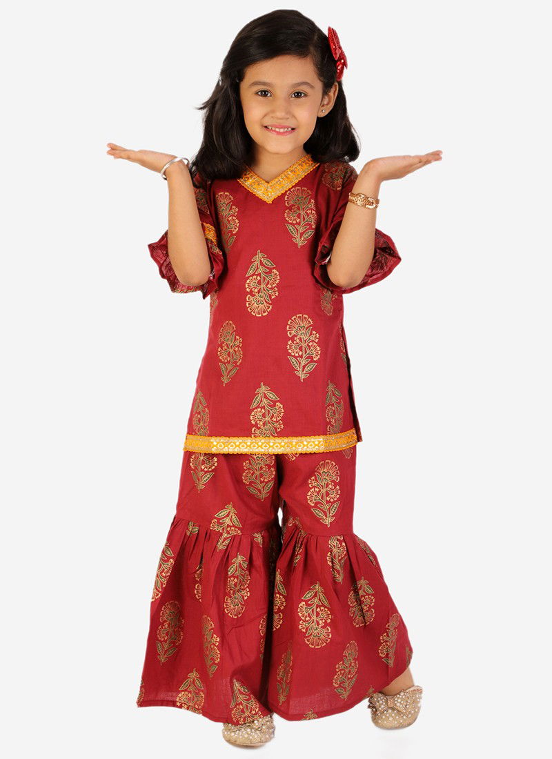 KID1 Zohra block print Wholesale sharara Suit Kids Collection